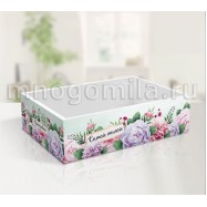 Коробка МГК с пластиковой крышкой цветы средняя 